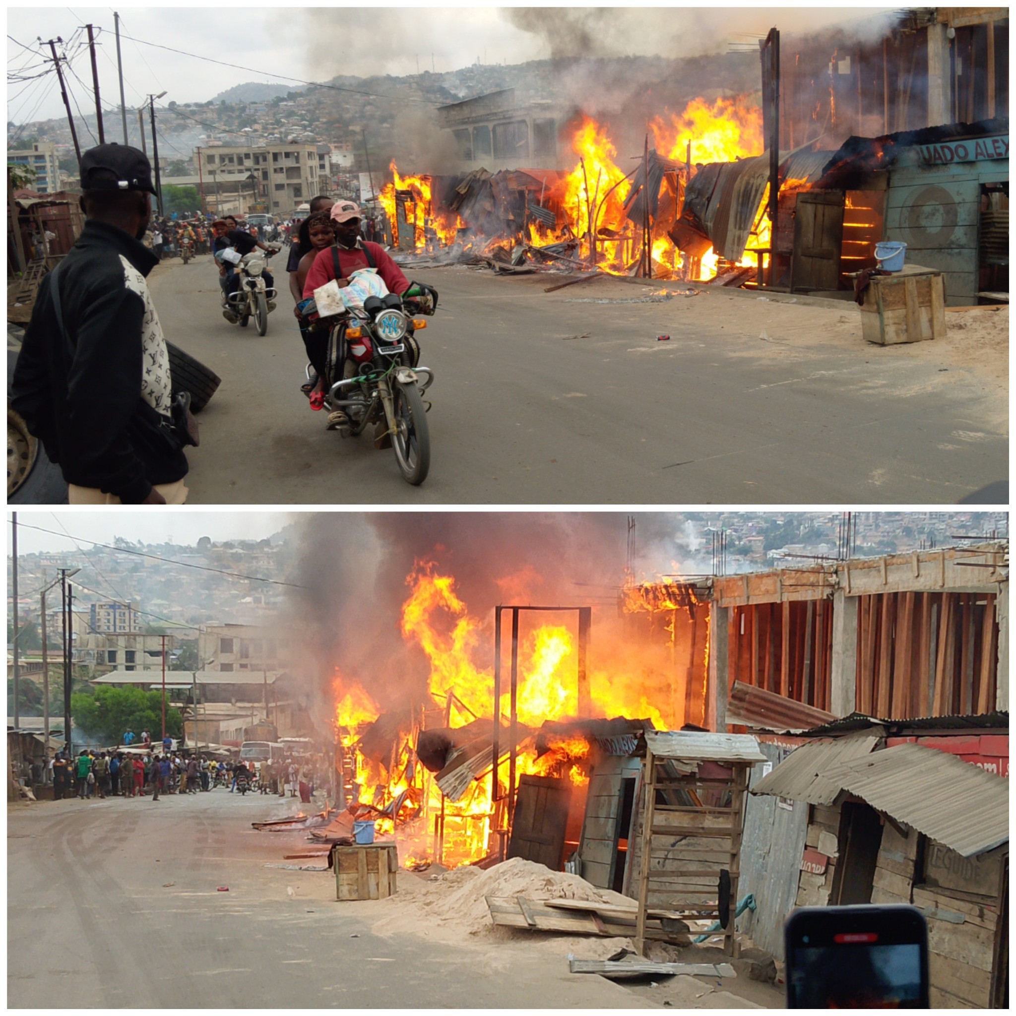 Matadi : un violent incendie ravage des habitations et commerces sur la RN1 près du rond-point RTNC
